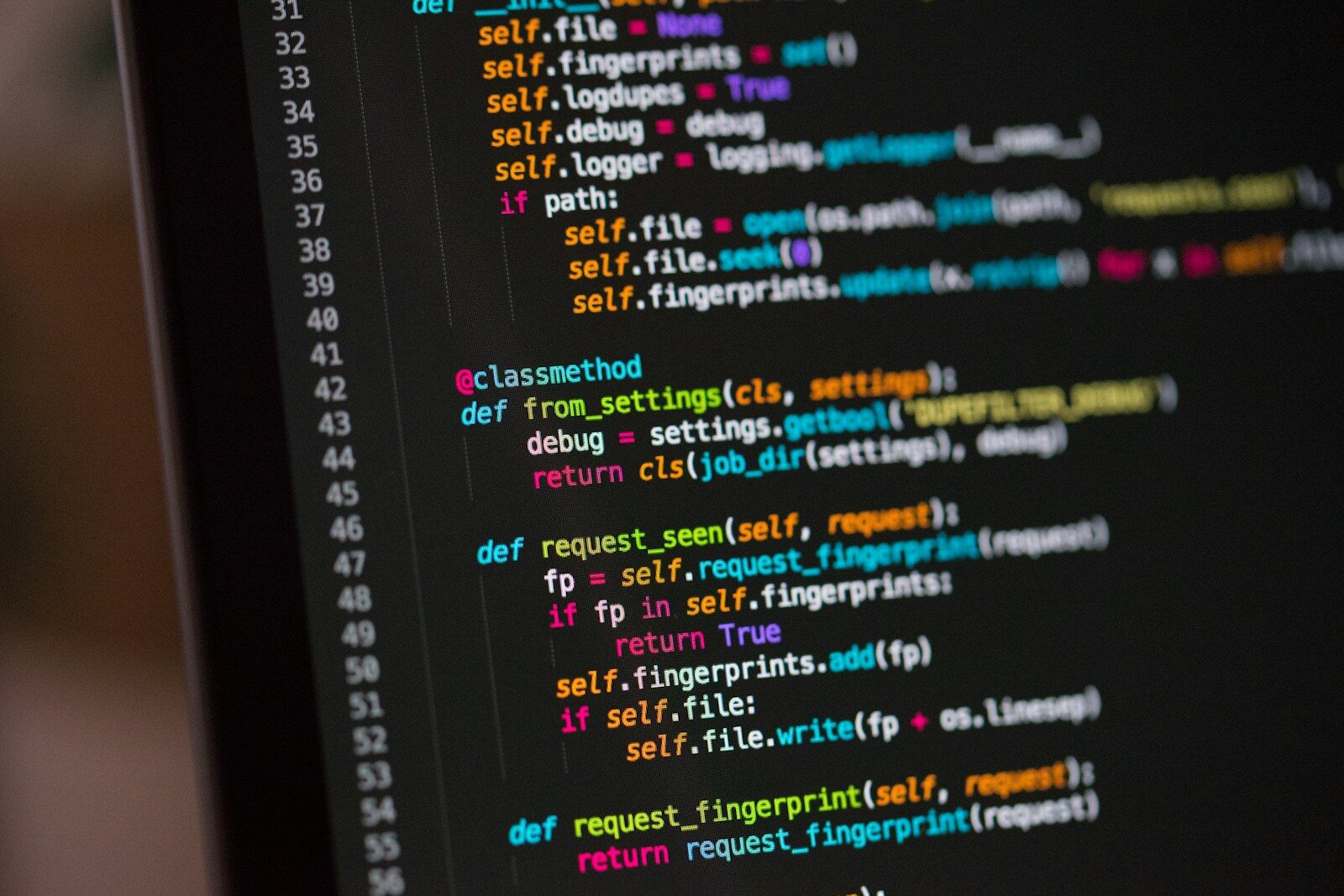 Source code on a computer screen